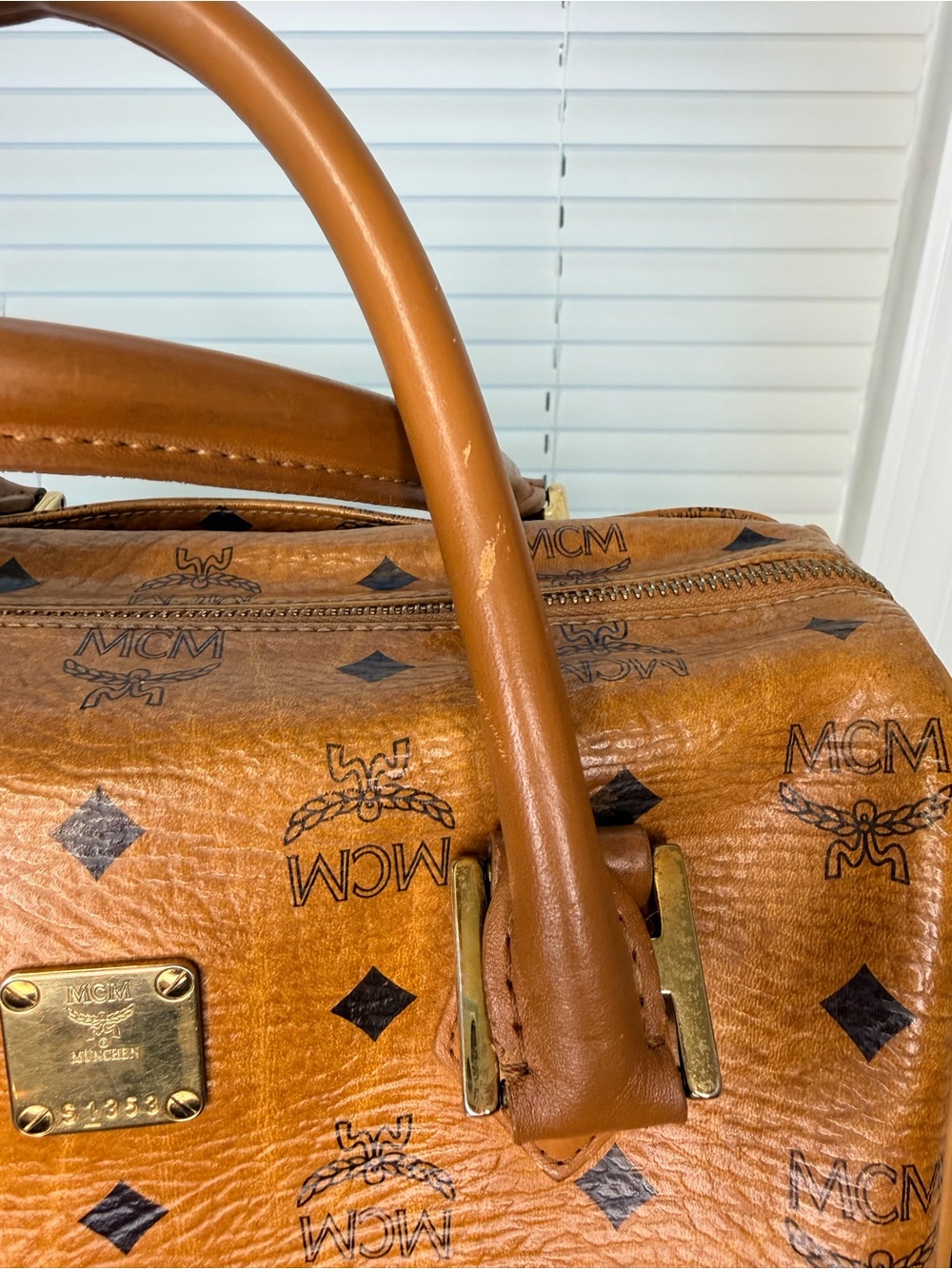 MCM Cognac Visetos Dome Satchel with Gold Hardware - Picture 11 of 12